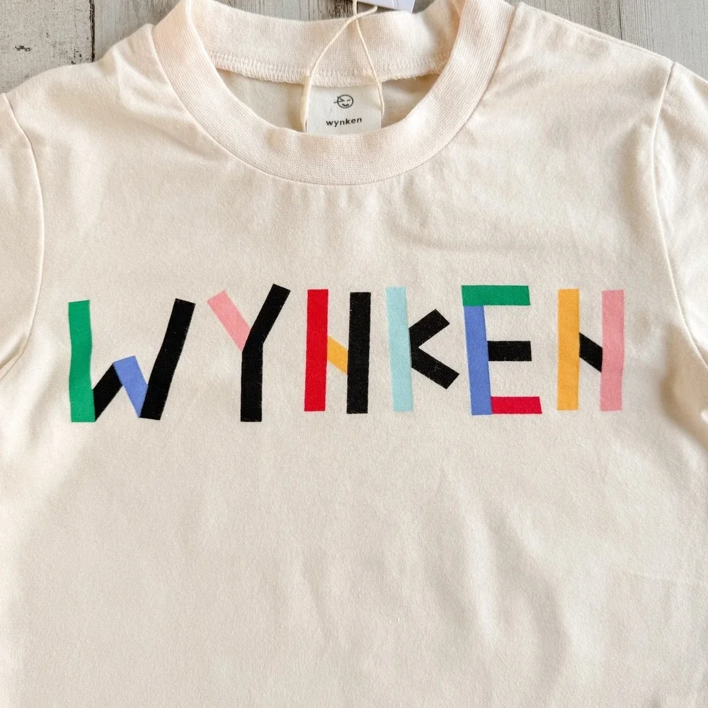 NWT Wynken Graphic Logo Tee Cream Short Sleeve Cotton Baby T-Shirt 1Y (12 mos)